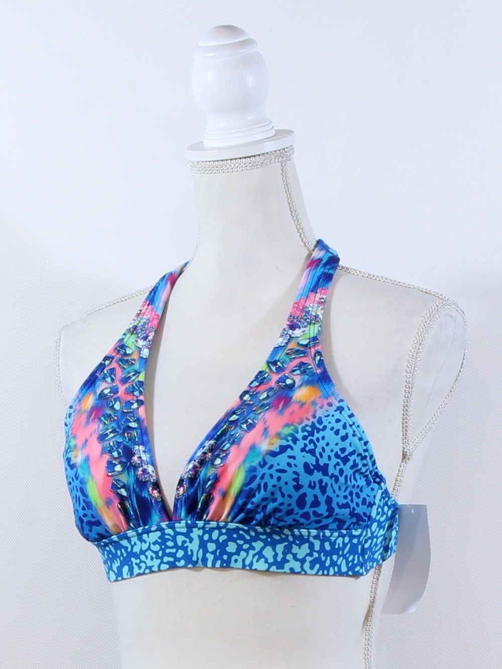 VENUS  Anguilla Multicolor Purple Pink Timeless Treasure Halter Bikini Top NWT